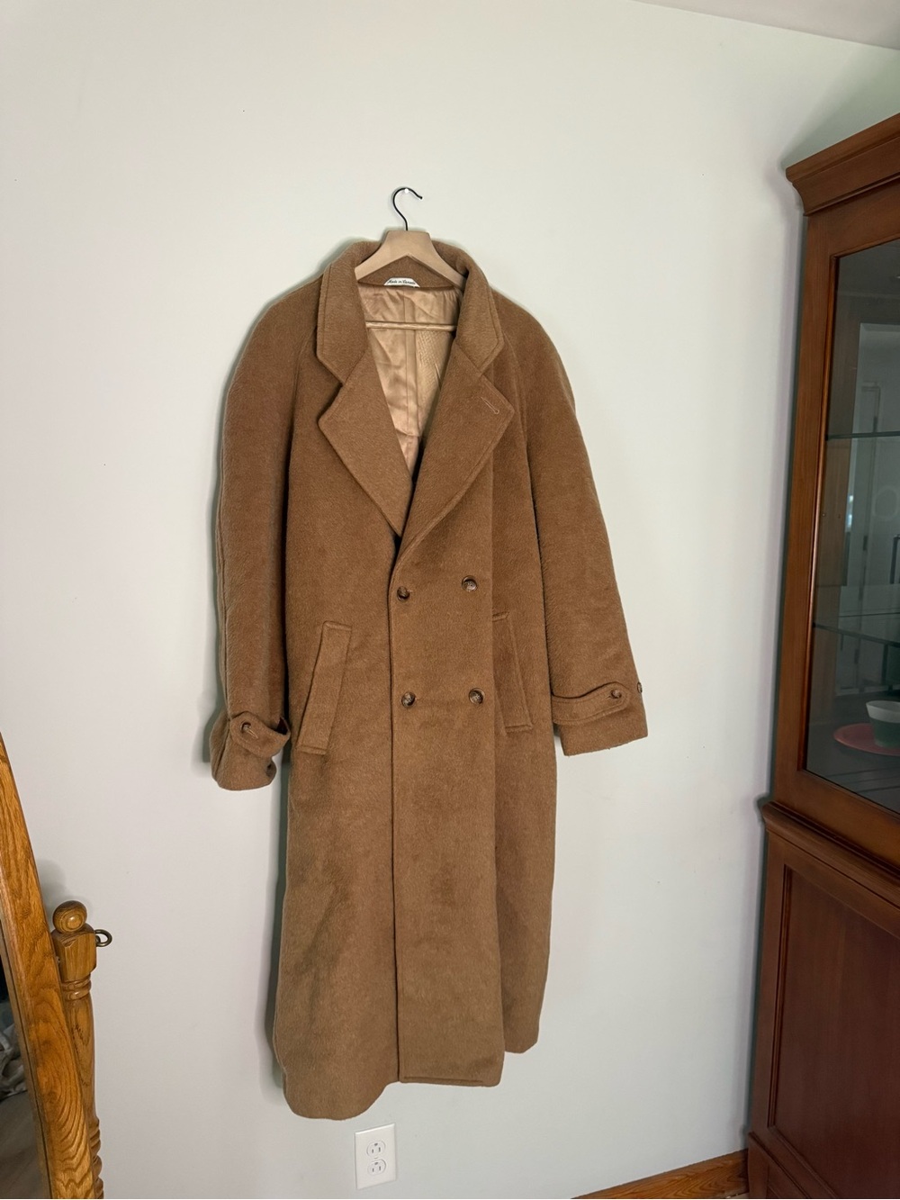 Vintage DASH Camel Hair & Wool Overcoat | 80s Oversized Double Breasted Trench